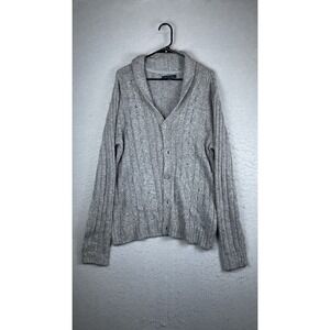 Marc Anthony Sweater Mens Large Gray Shawl Collar‎ Button Cardigan Knit Casual